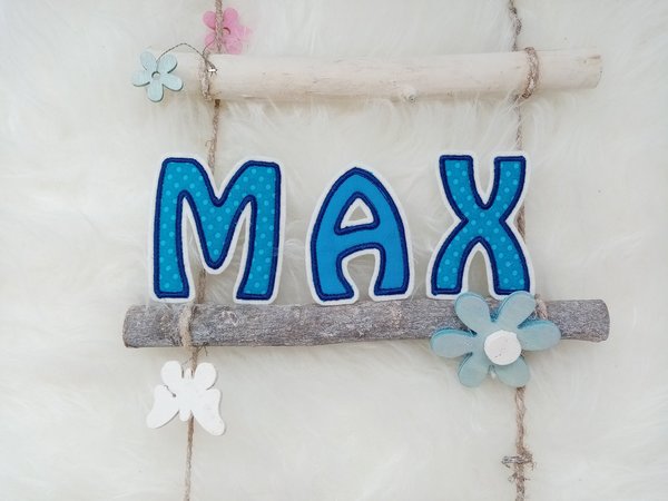 Buchstaben Aufnäher "MAX", 7cm hoch