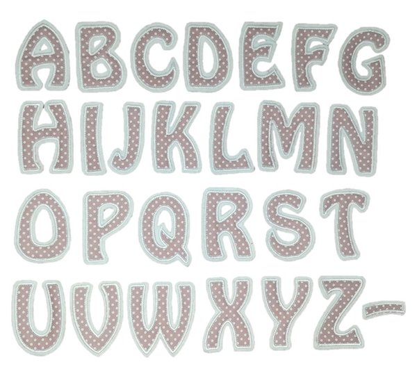 Aufnäher Buchstaben "ABC-Alphabet" altrosa-weiße Punkte